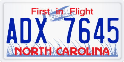 NC license plate ADX7645