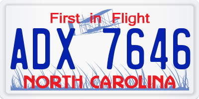 NC license plate ADX7646