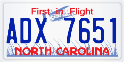 NC license plate ADX7651