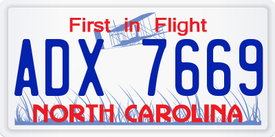 NC license plate ADX7669