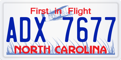 NC license plate ADX7677