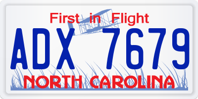 NC license plate ADX7679