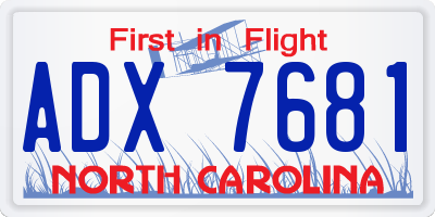 NC license plate ADX7681