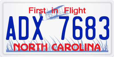 NC license plate ADX7683
