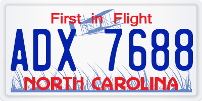 NC license plate ADX7688