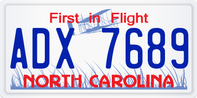 NC license plate ADX7689
