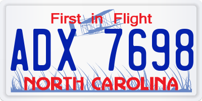 NC license plate ADX7698