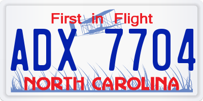 NC license plate ADX7704