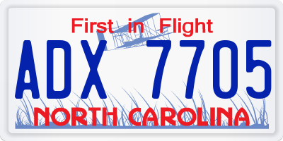 NC license plate ADX7705