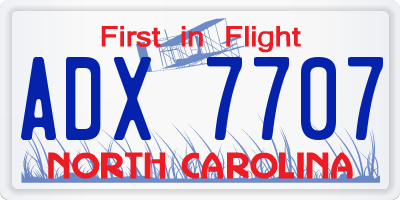 NC license plate ADX7707