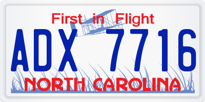 NC license plate ADX7716