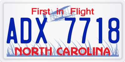 NC license plate ADX7718