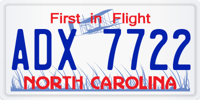 NC license plate ADX7722