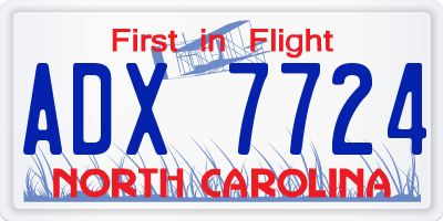 NC license plate ADX7724