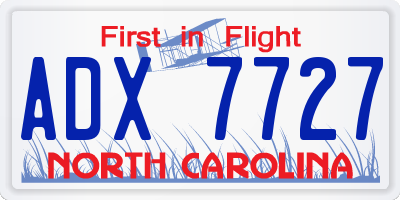 NC license plate ADX7727