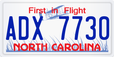 NC license plate ADX7730