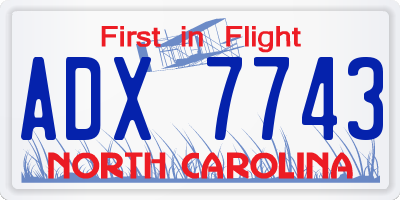 NC license plate ADX7743