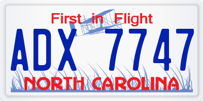 NC license plate ADX7747