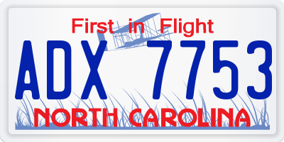 NC license plate ADX7753