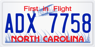 NC license plate ADX7758