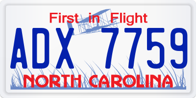NC license plate ADX7759