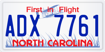 NC license plate ADX7761