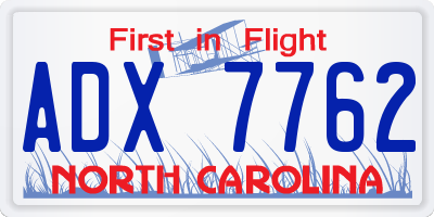 NC license plate ADX7762
