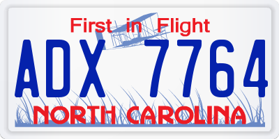 NC license plate ADX7764