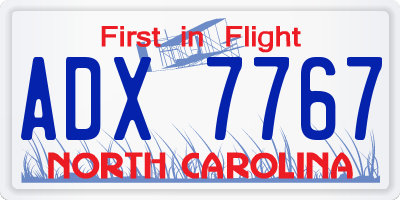 NC license plate ADX7767