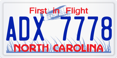 NC license plate ADX7778