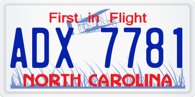 NC license plate ADX7781