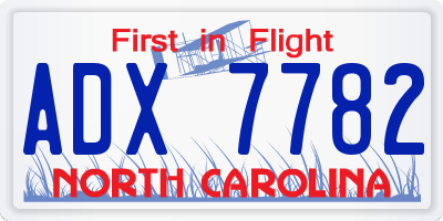 NC license plate ADX7782