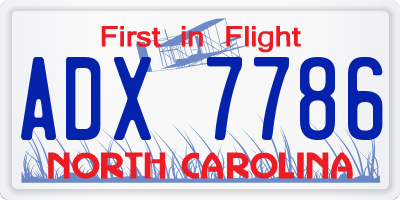 NC license plate ADX7786