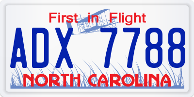 NC license plate ADX7788