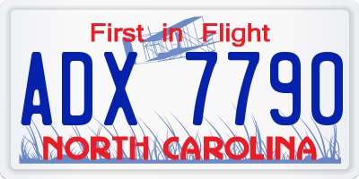 NC license plate ADX7790