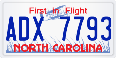 NC license plate ADX7793