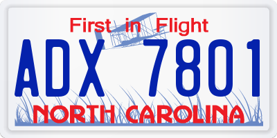 NC license plate ADX7801