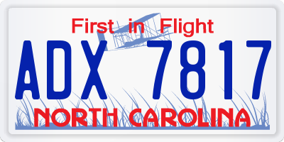 NC license plate ADX7817