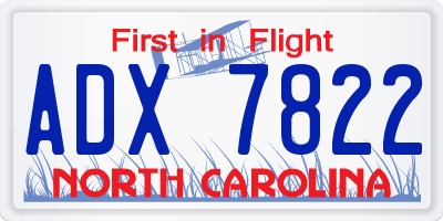 NC license plate ADX7822