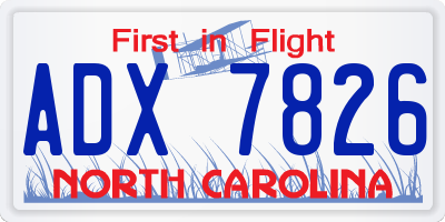 NC license plate ADX7826
