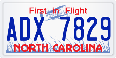 NC license plate ADX7829