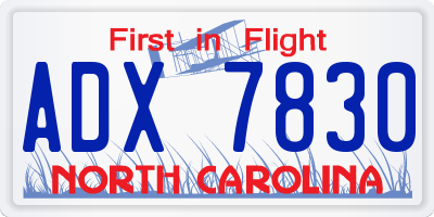 NC license plate ADX7830