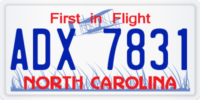 NC license plate ADX7831