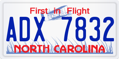 NC license plate ADX7832