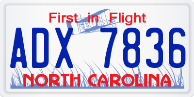 NC license plate ADX7836