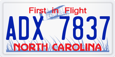 NC license plate ADX7837
