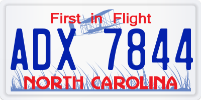 NC license plate ADX7844