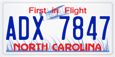 NC license plate ADX7847
