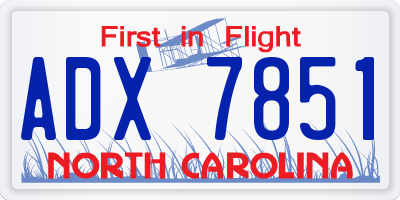 NC license plate ADX7851