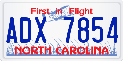 NC license plate ADX7854